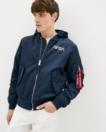 Куртка-Бомбер MA-1 Hooded NASA з капюшоном синя