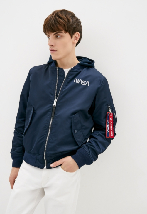 Куртка-Бомбер MA-1 Hooded NASA з капюшоном синя