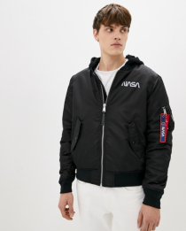 Куртка-Бомбер МА-1 Hooded NASA з капюшоном чорна