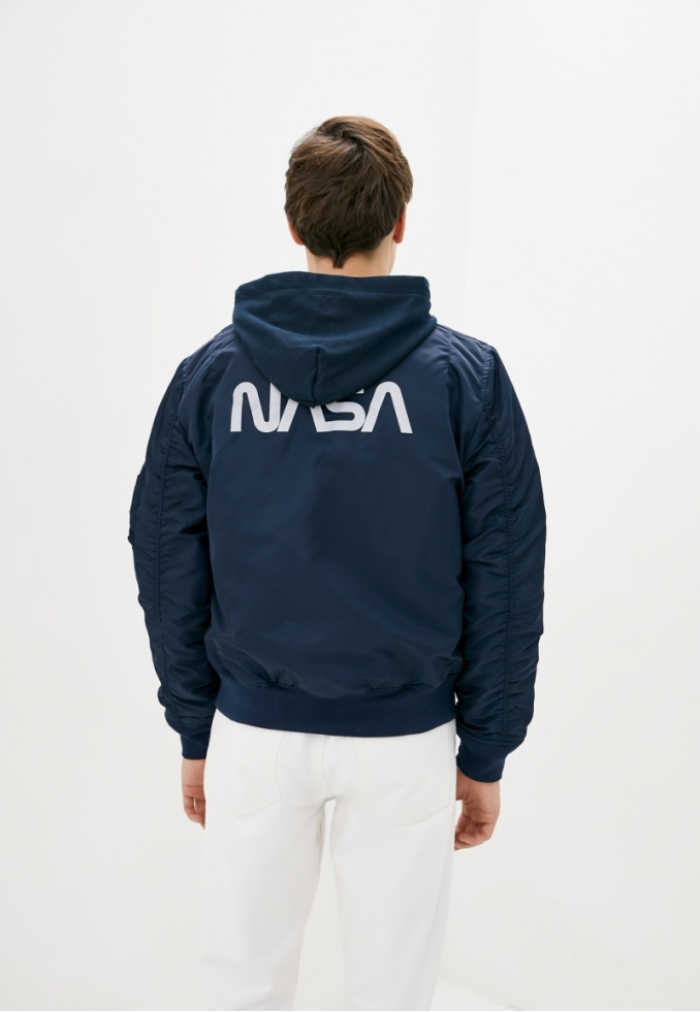 Куртка-Бомбер MA-1 Hooded NASA з капюшоном синя